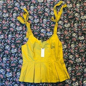 NWT Sunday in Brooklyn Bow Shoulder Peplum Top